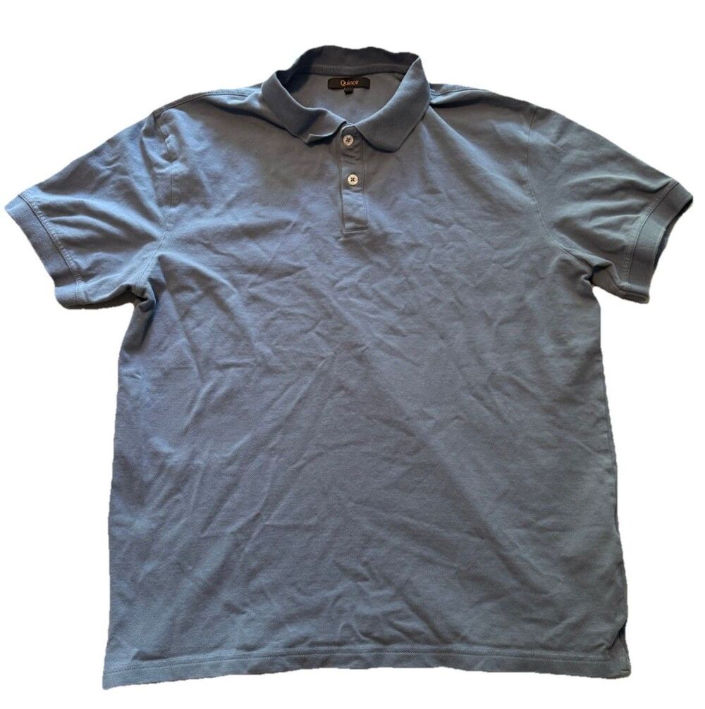 Men's Quince 100% Organic Cotton Sailor Blue Short Sleeve Polo Shirt Size L